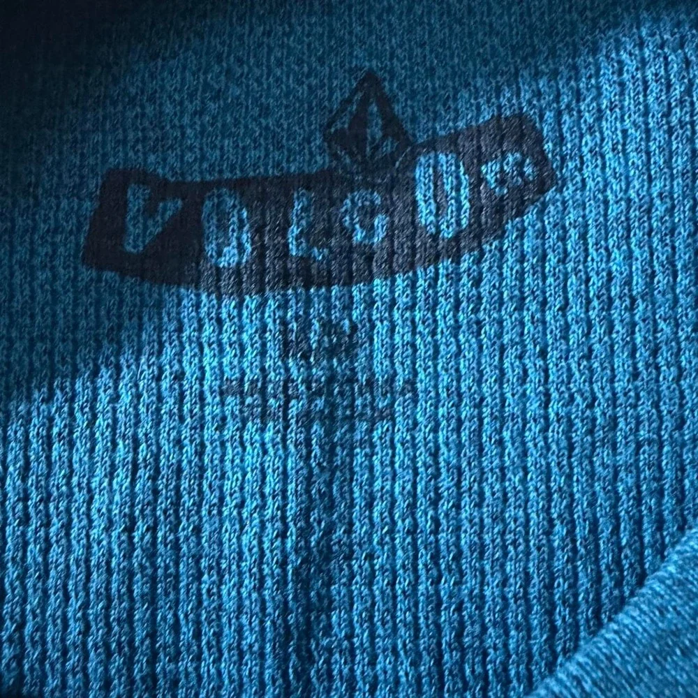Volcom Skate Striped Waffle Knit Thermal Long Sleeve Shirt Size Medium Y2K Surf